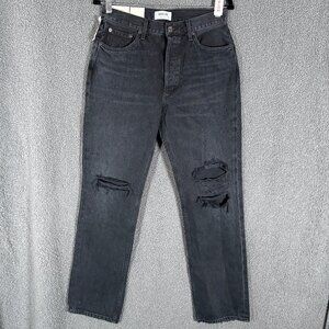 Agolde Lena Straight Fit Button Fly Distressed Jeans - Women's Size 28*30